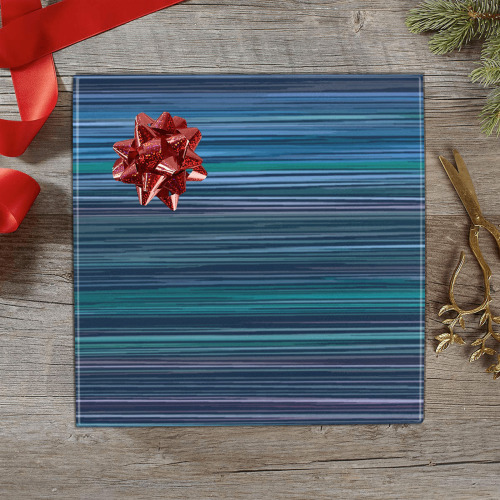 Abstract Blue Horizontal Stripes Gift Wrapping Paper 58"x 23" (1 Roll)