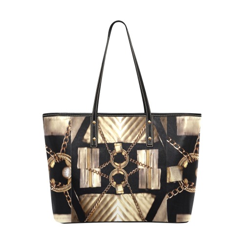 Sac fourre tout Gold Pharaons Chic Leather Tote Bag (Model 1709)