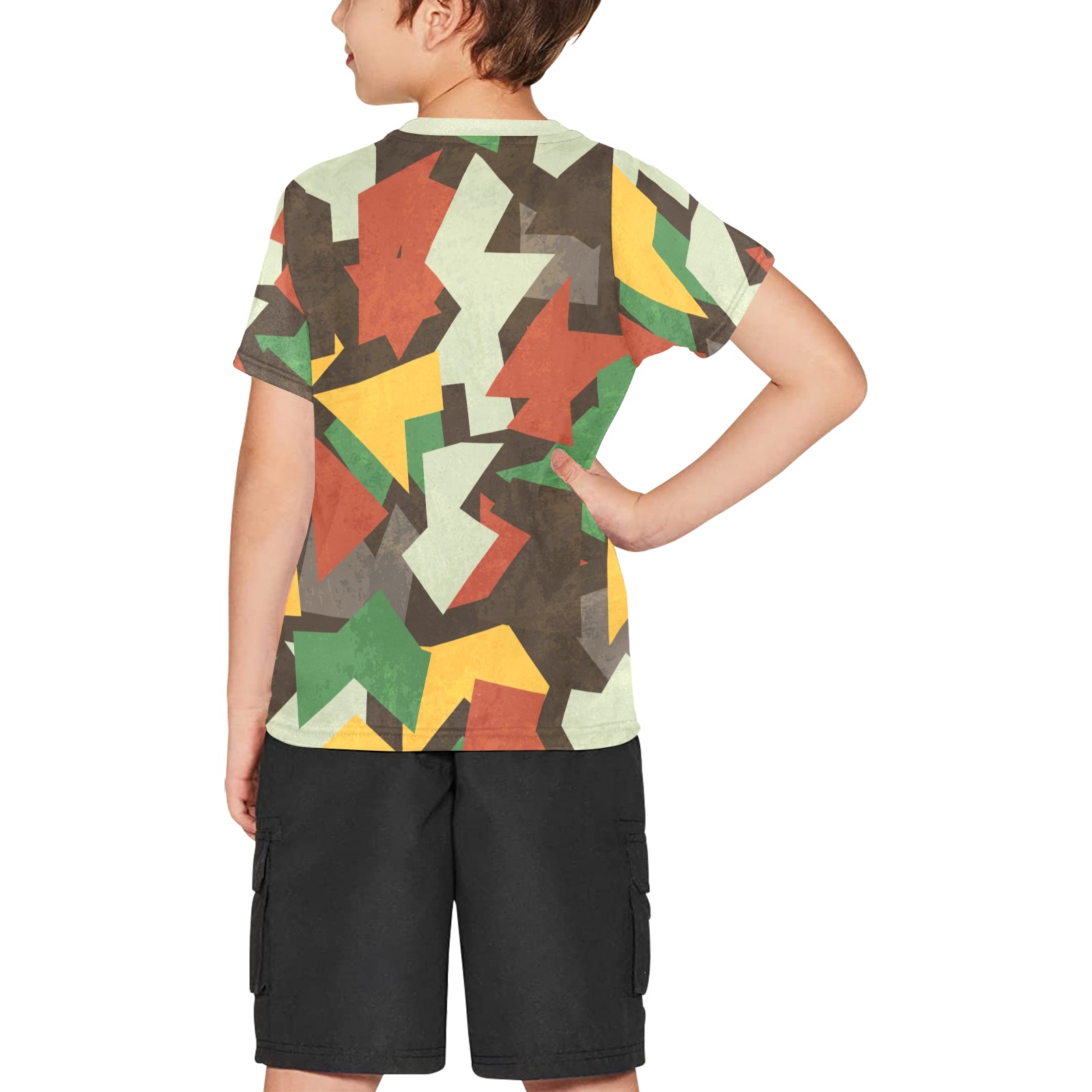 Geometric Abstract Shapes Big Boys' All Over Print Crew Neck T-Shirt (Model T40-2)