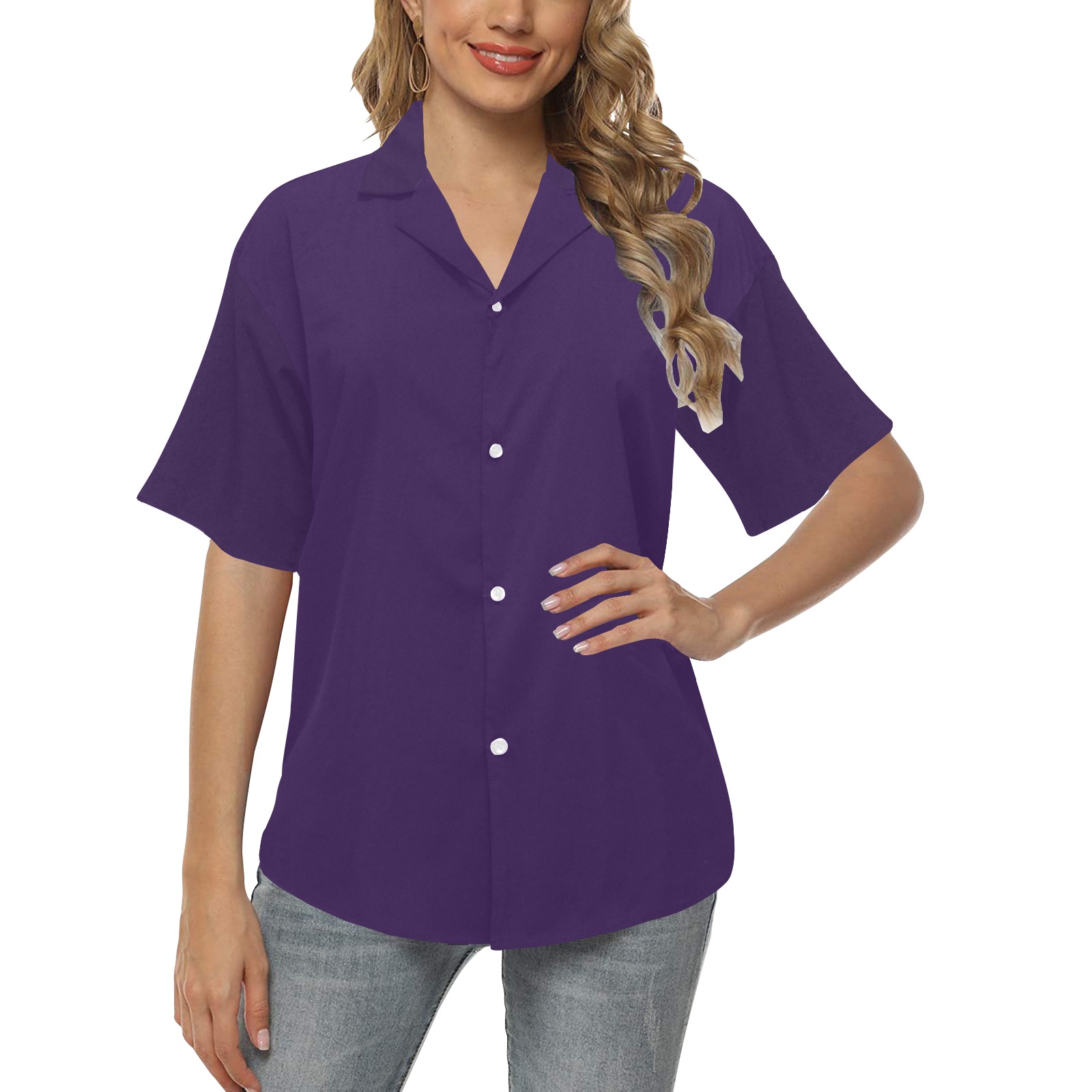 color Russian violet All Over Print Hawaiian Shirt for Women (Model T58)