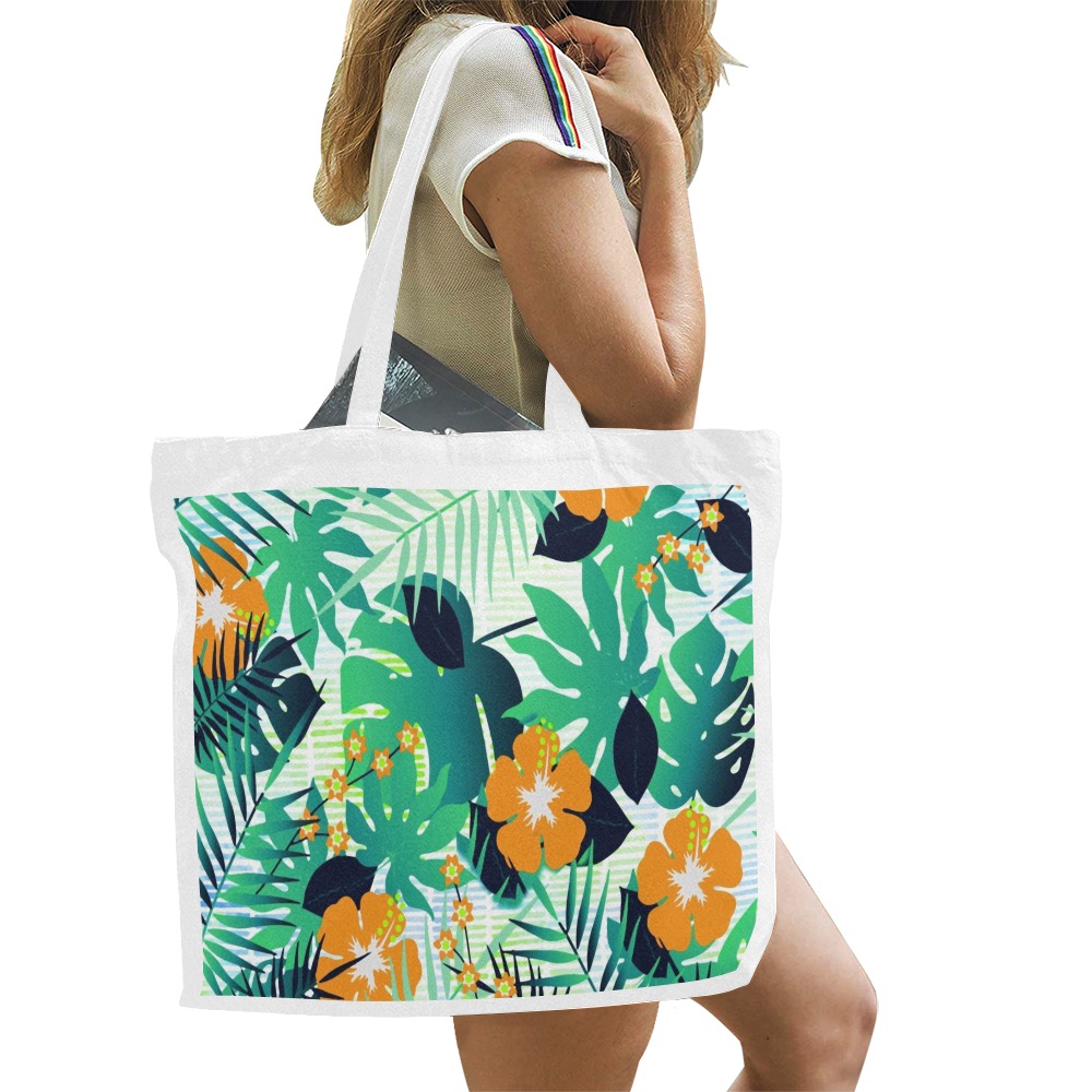 GROOVY FUNK THING FLORAL Canvas Tote Bag/Large (Model 1702)
