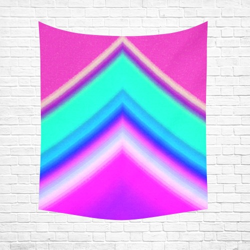 Electric Mountain Hot Pink Cotton Linen Wall Tapestry 51"x 60"