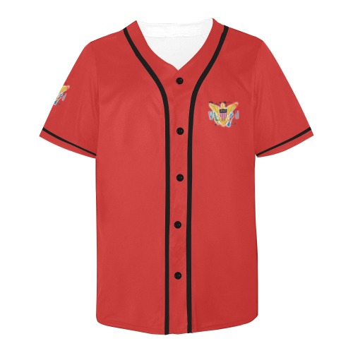 TRENDY LIONESS COUTURE VI FLAG RED BASEBALL JERSEY All Over Print Baseball Jersey for Men (Model T50)