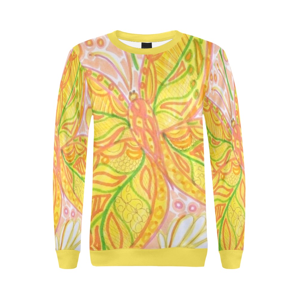 butterfly All Over Print Crewneck Sweatshirt for Women (Model H18)