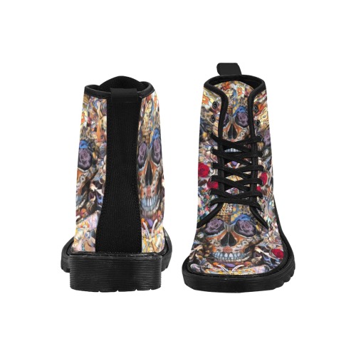 Digital Bouquet Martin Boots for Women (Black) (Model 1203H)