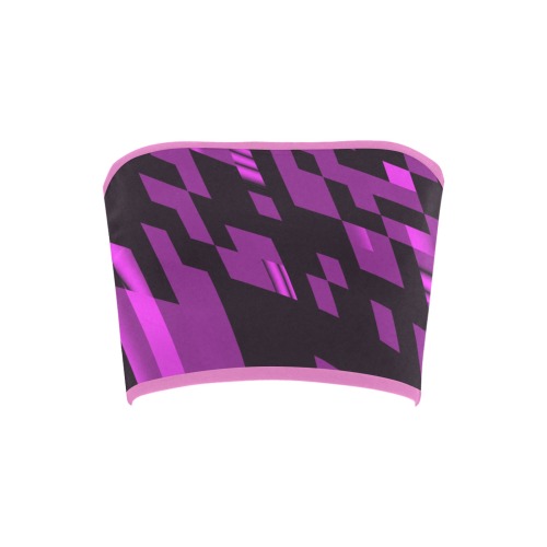 Pink Black Geometric Abstract Bandeau Top