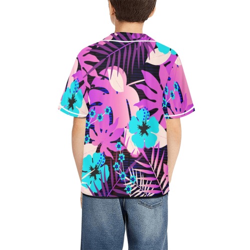 GROOVY FUNK THING FLORAL PURPLE All Over Print Baseball Jersey for Kids (Model T50)