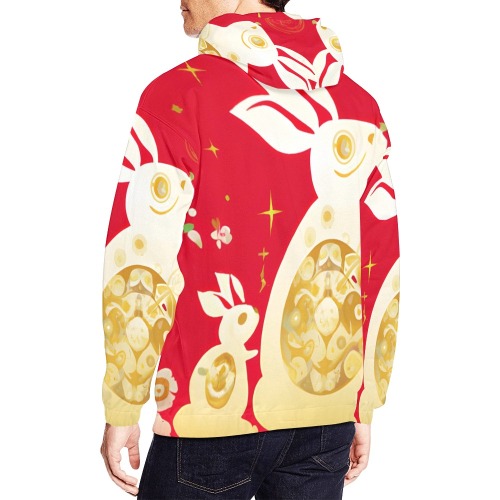 Year of the Rabbit All Over Print Hoodie for Men (USA Size) (Model H13)
