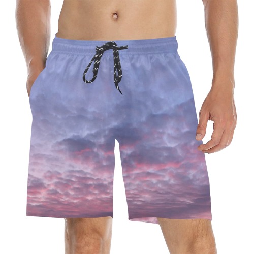 Morning Purple Sunrise Collection Men's Mid-Length Beach Shorts (Model L51)