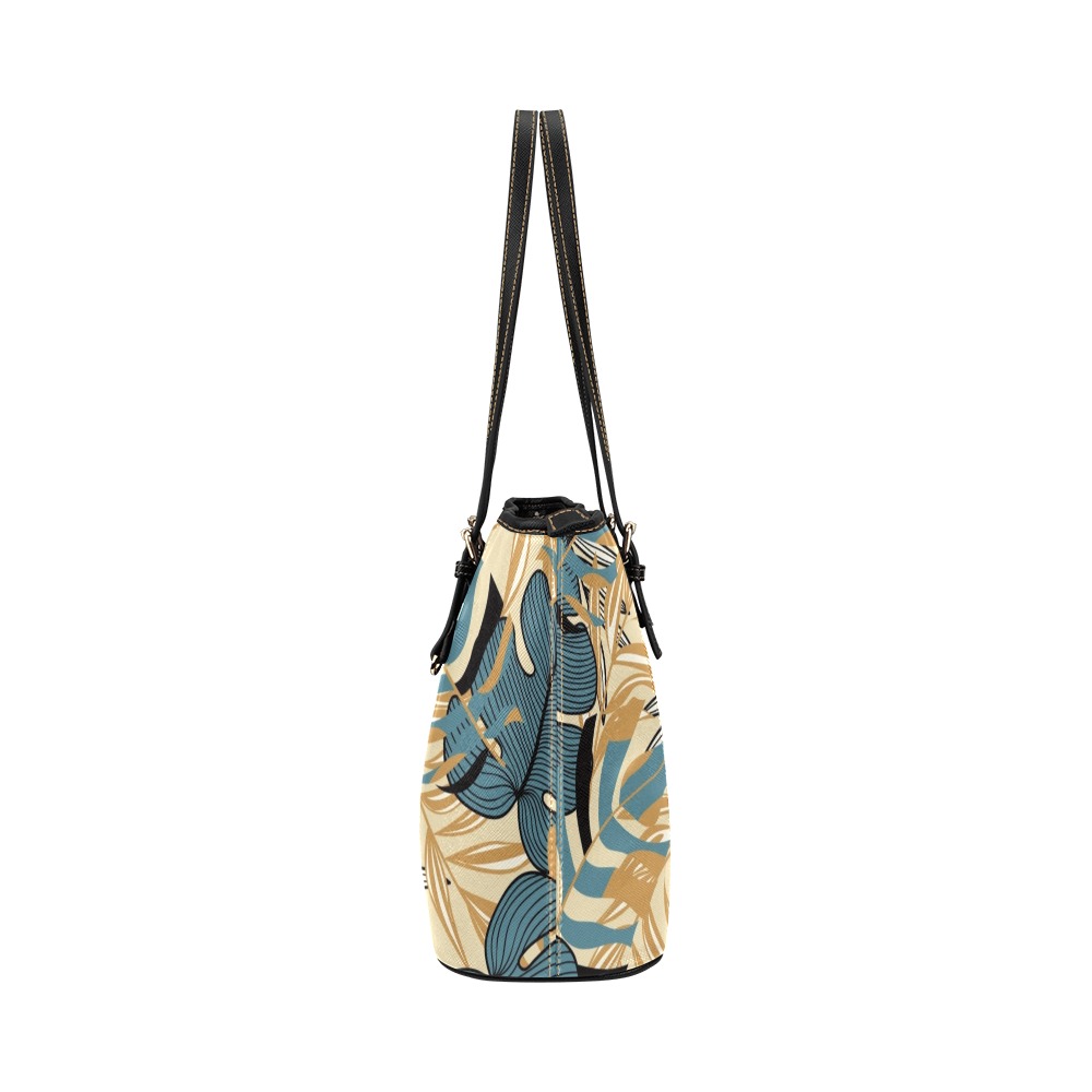 Decorative Tropical Leather Tote Bag/Large (Model 1651)