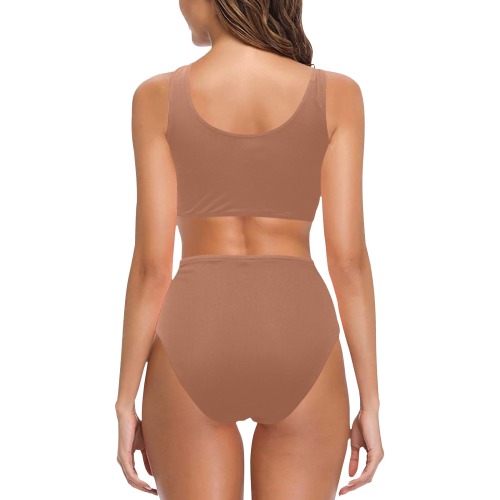 Tan brown Chest Bowknot Bikini Swimsuit (Model S33)