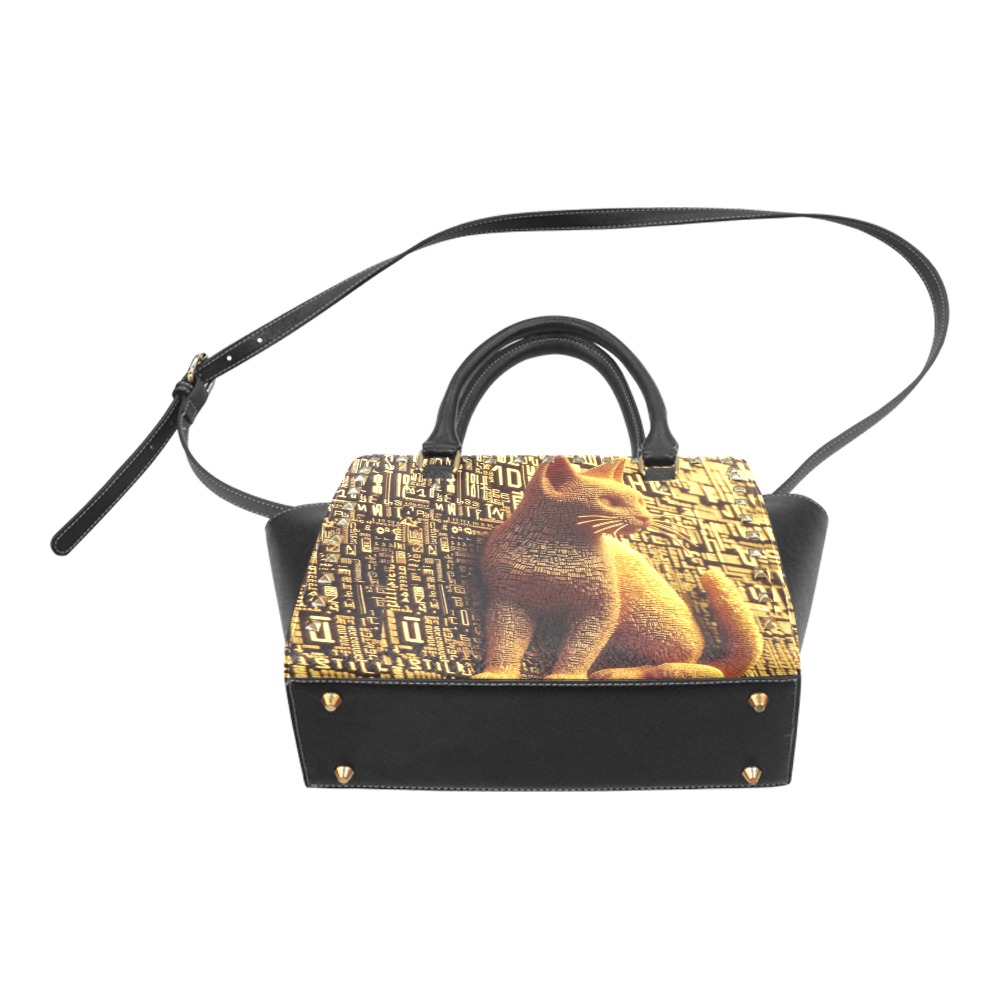 3D cat Rivet Shoulder Handbag (Model 1645)