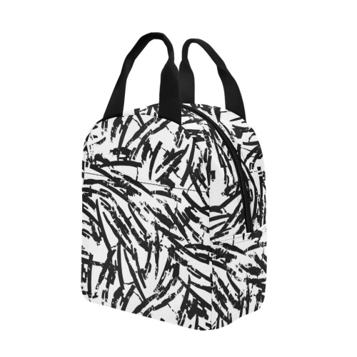 Brush Stroke Black and White Zipper Lunch Bag (Model 1720)