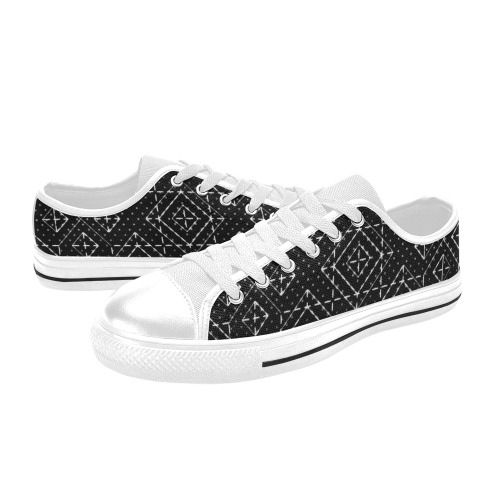 Black and White Diamond Casual Sneakers Men's Classic Canvas Shoes (Model 018)