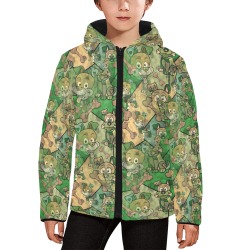 Dogs Pop Art by Nico Bielow Kids' Padded Hooded Jacket (Model H45)