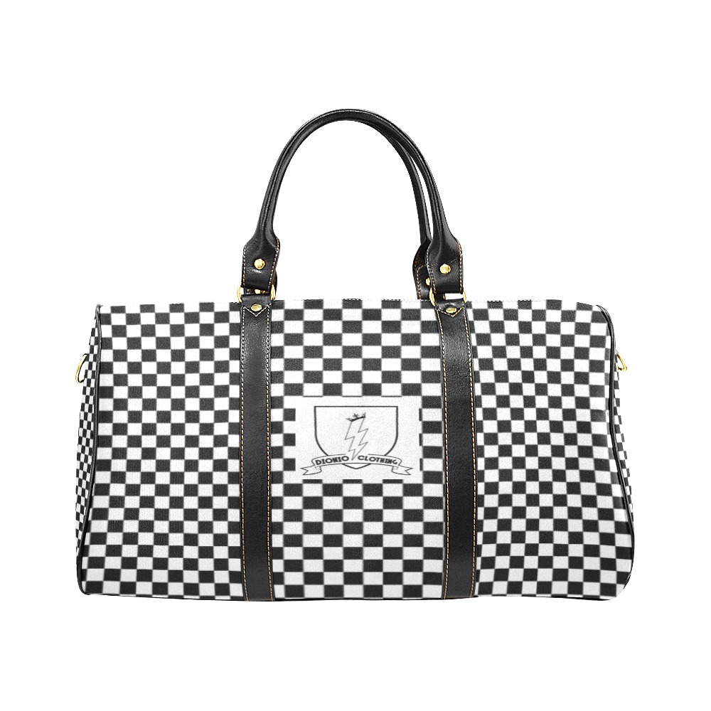 DIONIO Clothing - Checkered Waterproof Travel Bag (Big Lightning Shield Logo) New Waterproof Travel Bag/Large (Model 1639)