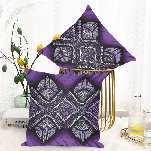 violet and white diamond's Linen Zippered Pillowcase 18"x18"(One Side&Pack of 2)