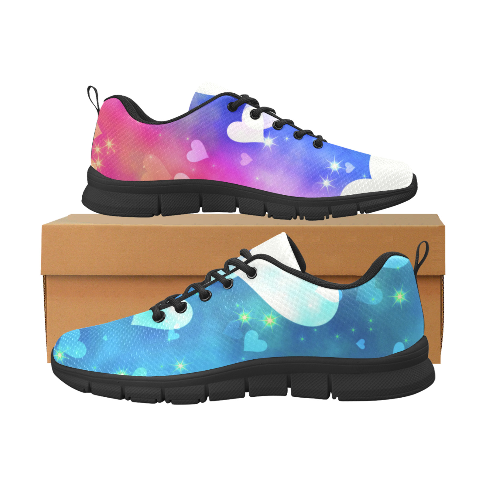 Dreamy Love Heart Sky Background Women's Breathable Running Shoes (Model 055)