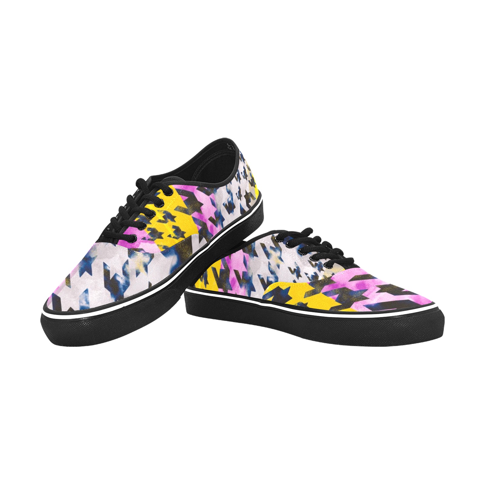 Houndstooth pattern 49HG Classic Women's Canvas Low Top Shoes (Model E001-4)