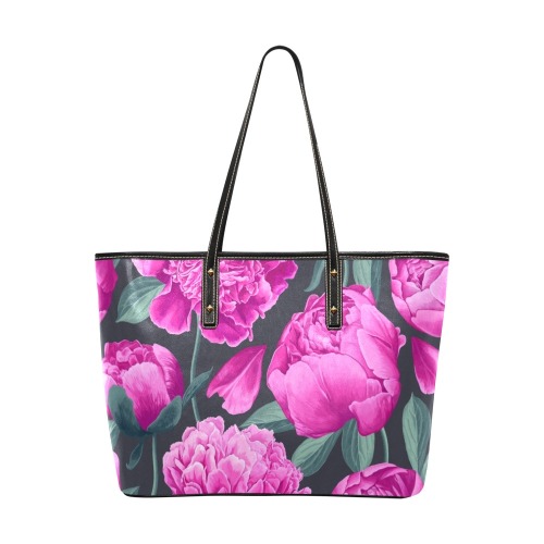 Gorgeous Pink Peonies Chic Leather Tote Bag (Model 1709)