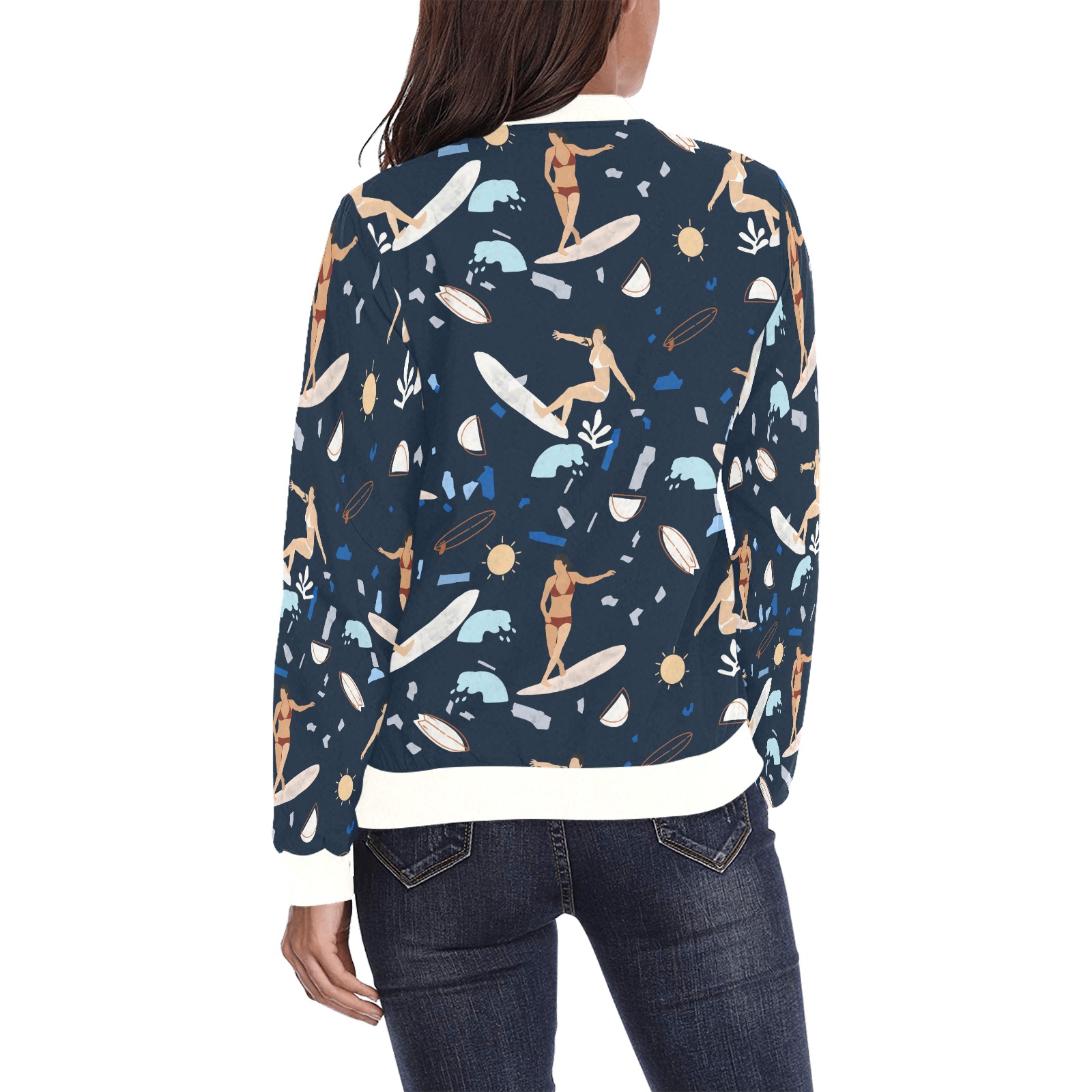 Surfing the terrazzo sea 2 All Over Print Bomber Jacket for Women (Model H36)