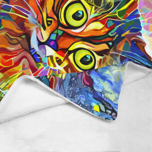 Abstract Cat Face Artistic Pet Portrait Painting Ultra-Soft Micro Fleece Blanket 60"x80"