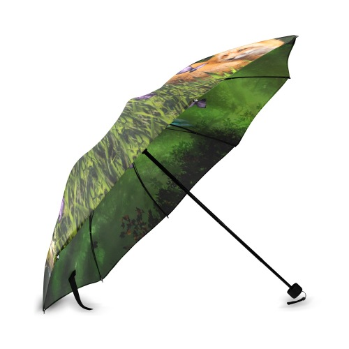 Ô She-Elf and Frog Prince in the Greenwood Foldable Umbrella (Model U01)