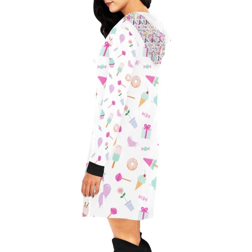 candy All Over Print Hoodie Mini Dress (Model H27)
