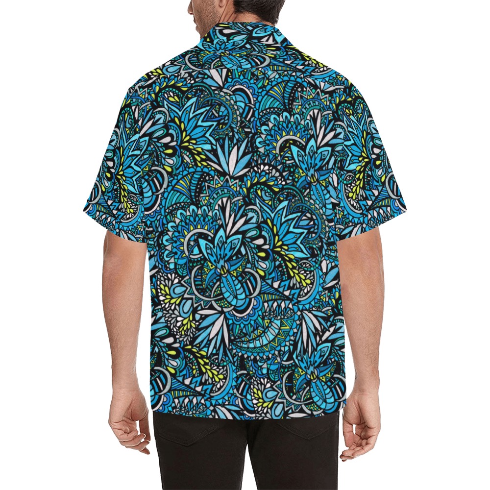 Cerulean Swirls Hawaiian Shirt (Model T58)