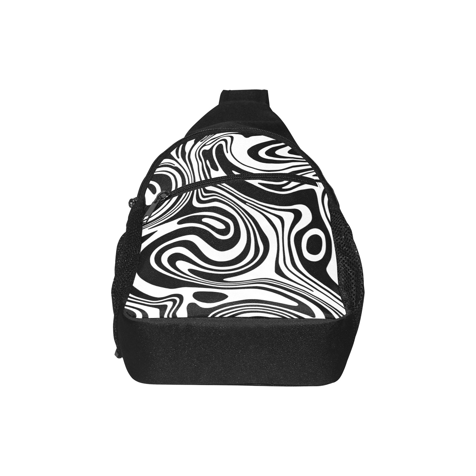 Black and White Marble Chest Bag-Front Printing (Model 1719)