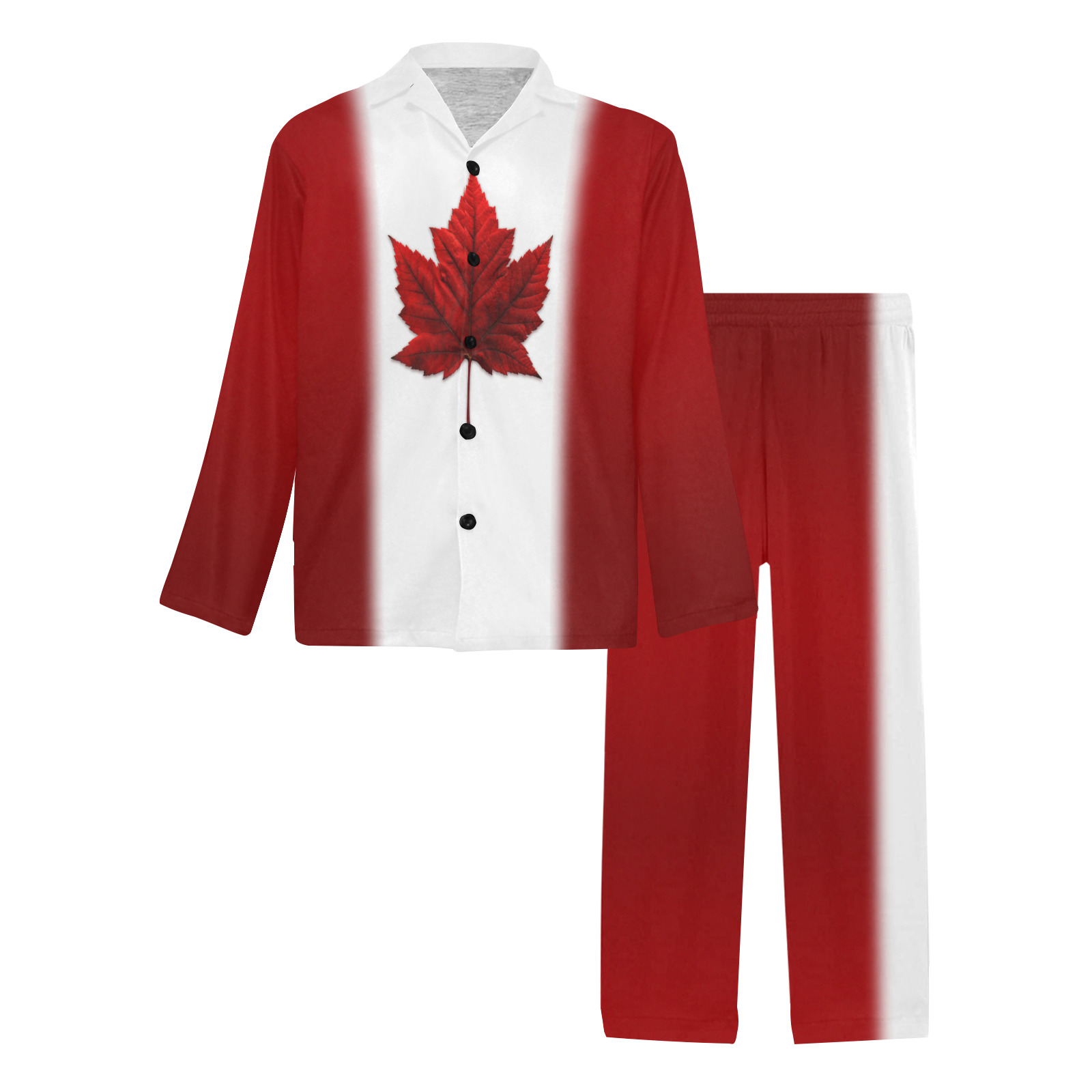 Canada Flag Men's V-Neck Long Pajama Set