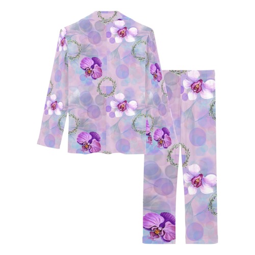 Vintage Lavender Floral Women's Long Pajama Set