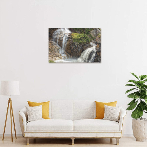 Mountain river rocks Frame Canvas Print 18"x12"
