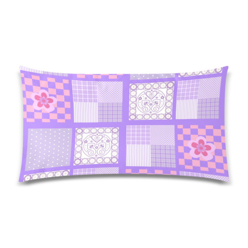 Pink and Purple Patchwork Design Rectangle Pillow Case 20"x36"(Twin Sides)