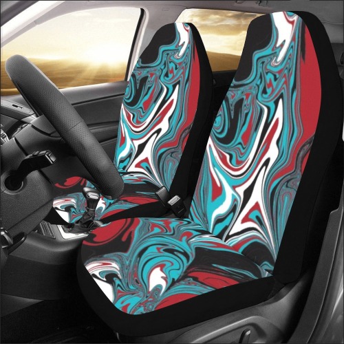 Dark Wave of Colors Car Seat Covers (Set of 2&2 Separated Designs)
