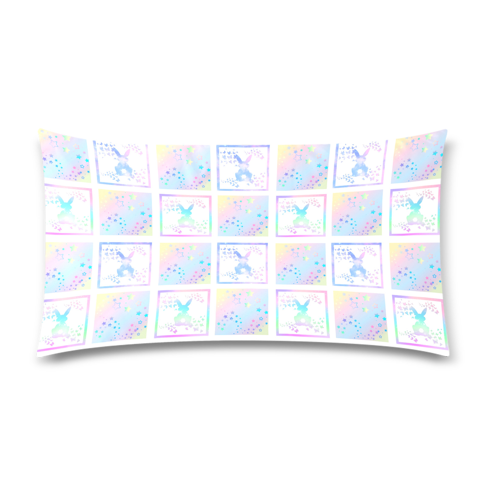 Bunny Magic Square Patch Artwork Design Rectangle Pillow Case 20"x36"(Twin Sides)