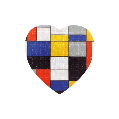 Composition A by Piet Mondrian Heart-Shaped Jigsaw Puzzle (Set of 75 Pieces)