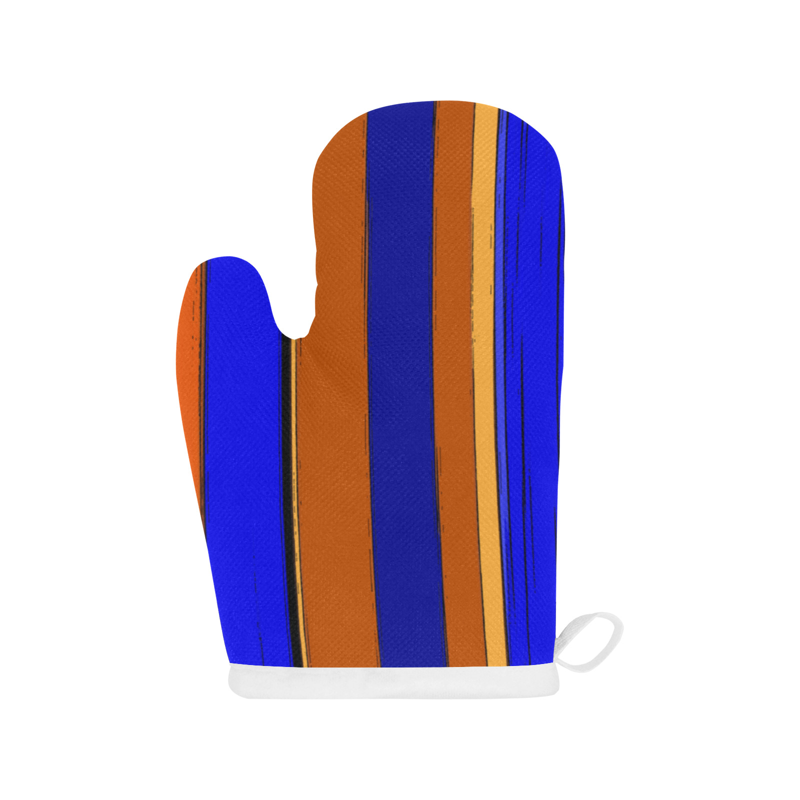 Abstract Blue And Orange 930 Linen Oven Mitt (Two Pieces)