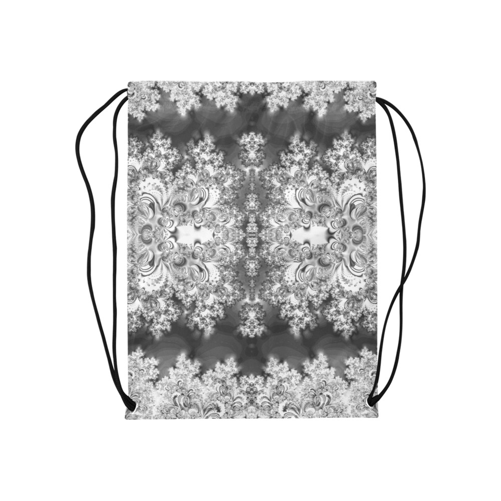 Silver Linings Frost Fractal Medium Drawstring Bag Model 1604 (Twin Sides) 13.8"(W) * 18.1"(H)