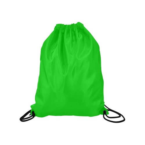 Merry Christmas Green Solid Color Medium Drawstring Bag Model 1604 (Twin Sides) 13.8"(W) * 18.1"(H)