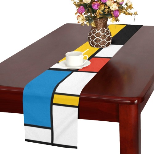 Mondrian De Stijl Modern Table Runner 16x72 inch