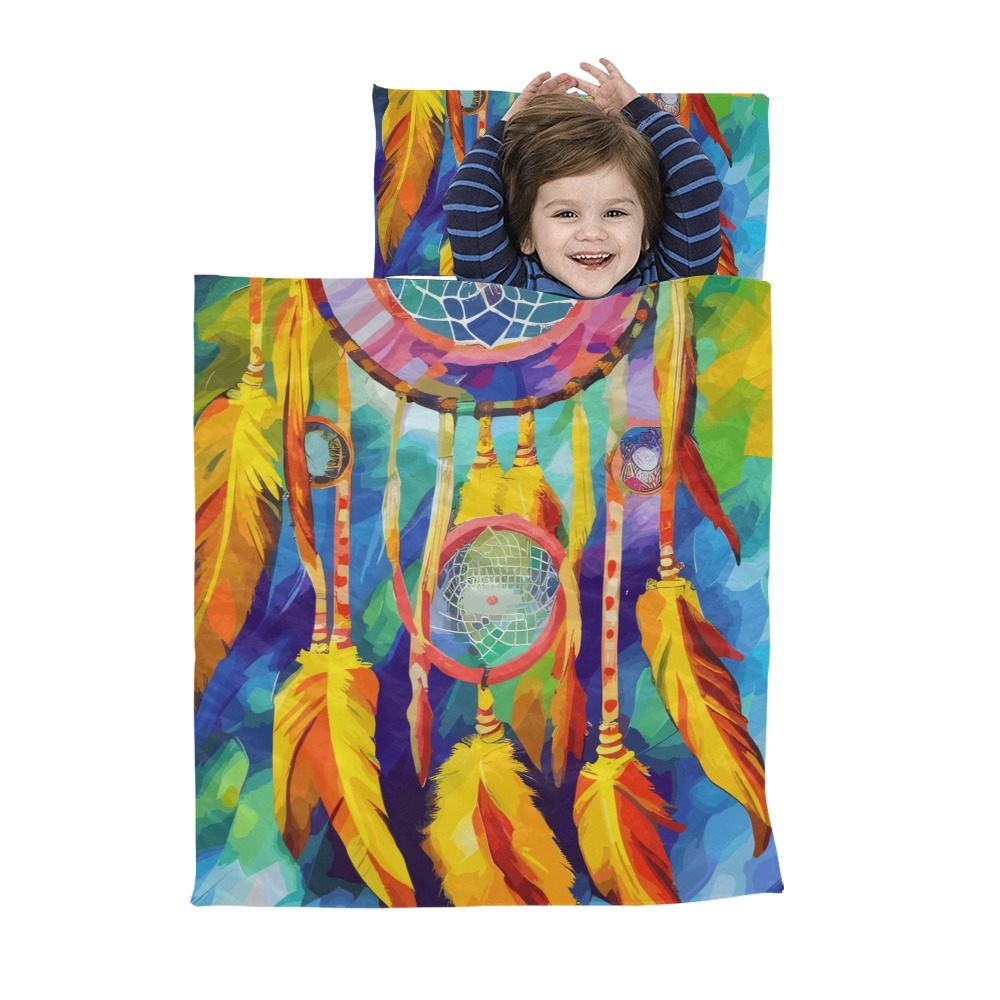 Colorful traditional magical dreamcatcher art. Kids' Sleeping Bag