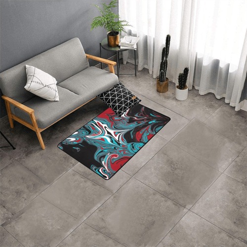 Dark Wave of Colors Area Rug with Black Binding 2'7"x 1'8‘’