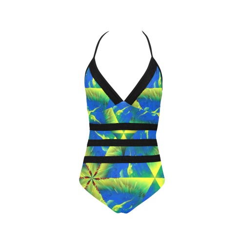 I love Blue Lace Band Embossing Swimsuit (Model S15)