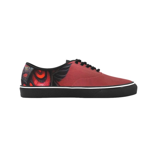 red eye Classic Women's Canvas Low Top Shoes (Model E001-4)