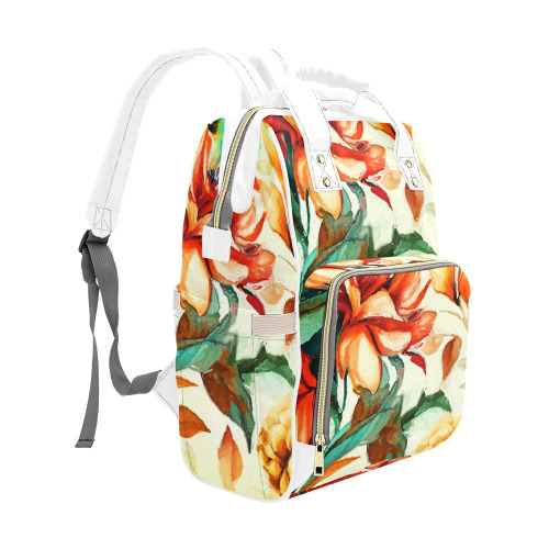 flowers botanic art (1) backpack Multi-Function Diaper Backpack/Diaper Bag (Model 1688)