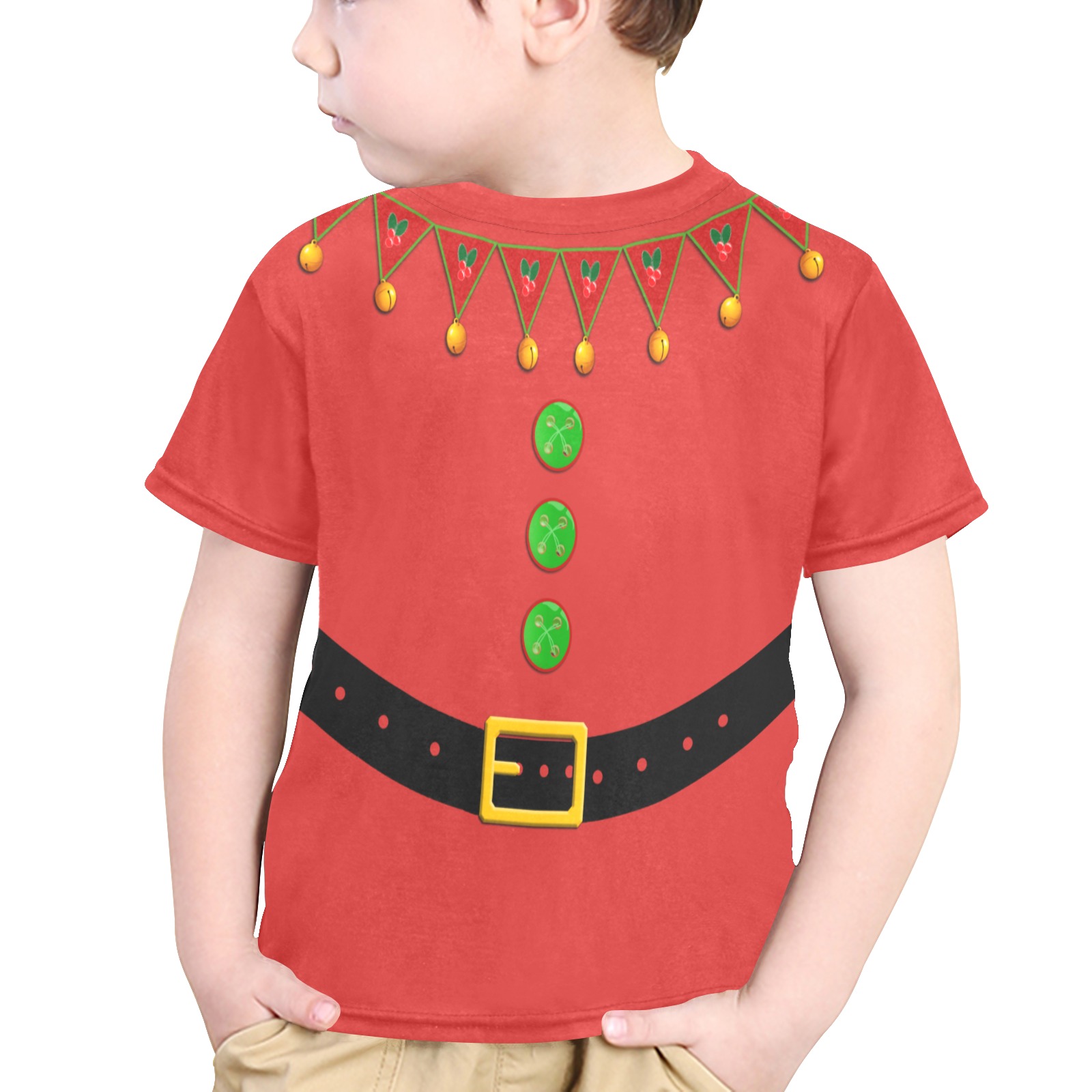 Red Elf Costume Little Boys' All Over Print Crew Neck T-Shirt (Model T40-2)