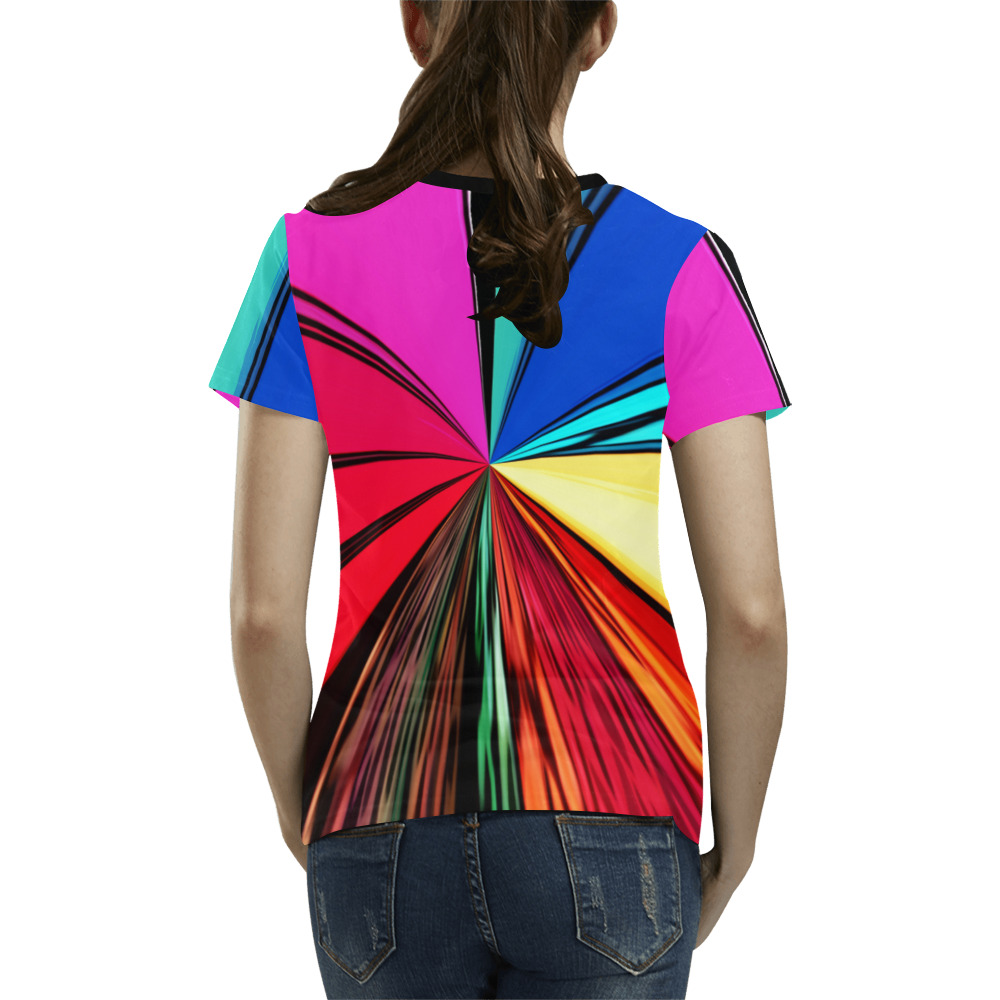 Colorful Rainbow Vortex 608 All Over Print T-Shirt for Women (USA Size) (Model T40)