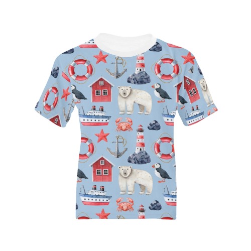 Polarbear, Penguin and Lighthouse Kids' All Over Print T-shirt (Model T65)