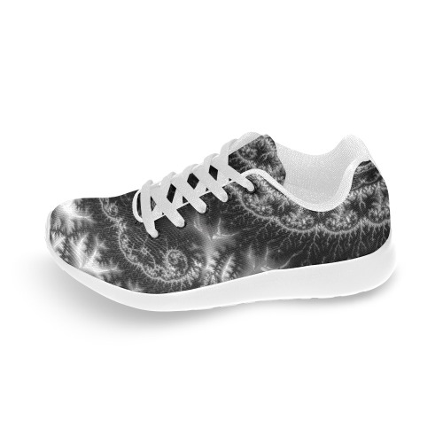 Silver Lace Collar Fractal Abstract Women’s Running Shoes (Model 020)